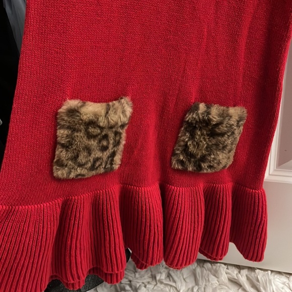 Rachael Zoe girls red dress with leopard accents - Picture 3 of 4